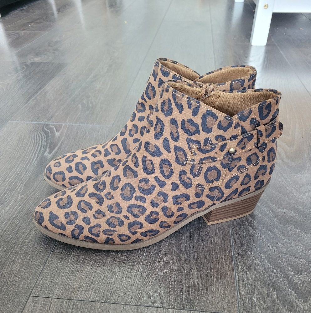 Leopard Print Boots, Size 9
